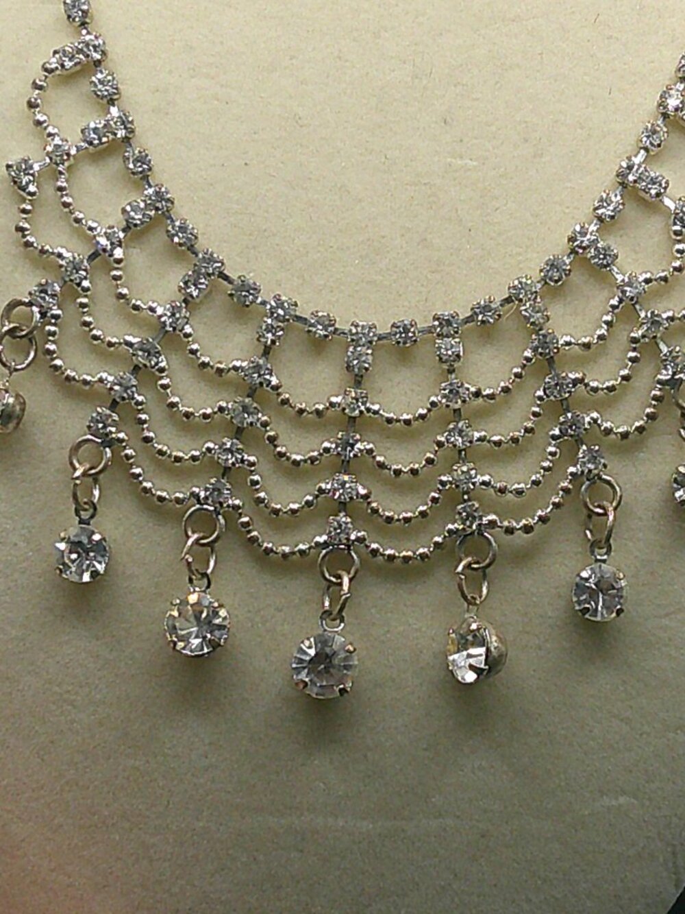 Silvertone Rhinestone Studded Necklace